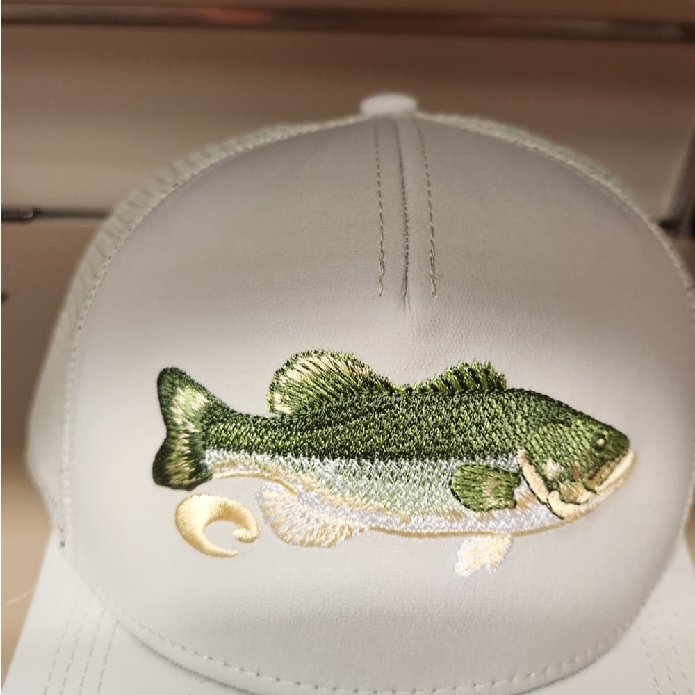 Costa White Cap with Green Fish Embroidery